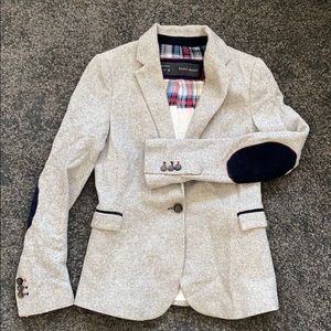 ZARA - Heather Light Grey Blazer with Elbow Pads
